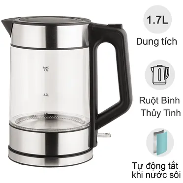 Bình Đun Siêu Tốc Thủy Tinh Simplehome HHB6707-2 1.7 Lít