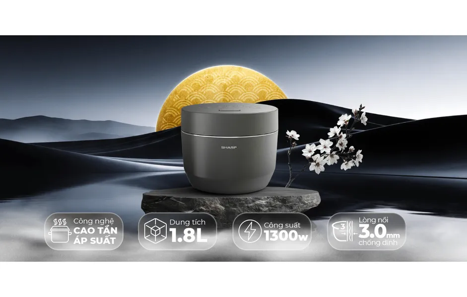 Nồi Cơm Điện Áp Suất Cao Tần Sharp KS-XW181V-S 1.8 Lít