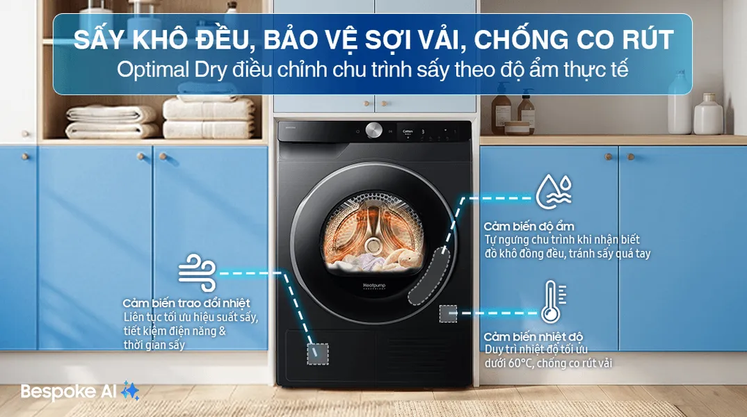 Máy Sấy Bơm Nhiệt Samsung 9 Kg DV90T6240LB/SV