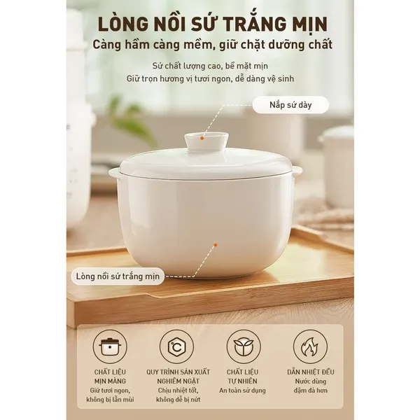 Nồi Nấu Chậm Cho Bé Ăn Dặm Joyoung JSC-187 1.8 Lít