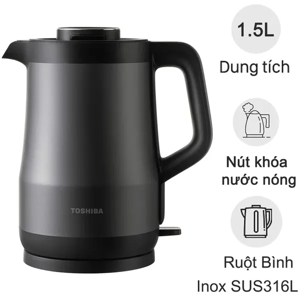 Bình Đun Siêu Tốc Chống Tràn Toshiba KT-15DRTVN(H) 1.5 Lít