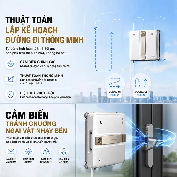 Robot Hút Bụi Lau Kính Mova N1 EU - Màu Đen