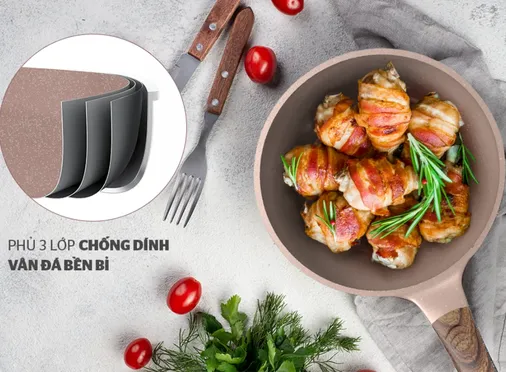 Chảo Sâu Siêu Bền Đá Dura Pro Sunhouse DP24MP 3