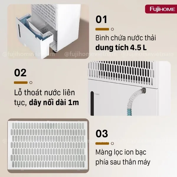 Máy Hút Ẩm Dân Dụng Fujihome DH20NW