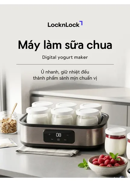 Máy Làm Sữa Chua LocknLock Digital EJY213GRY 1.08L - Màu Xám