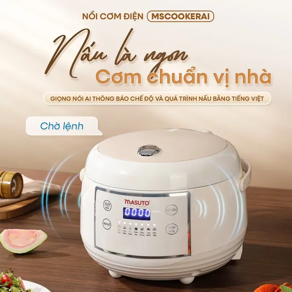 Nồi Cơm Điện Tử Masuto MSCookerAI 1.5 Lít Giọng Nói AI