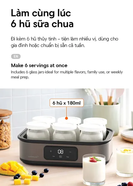 Máy Làm Sữa Chua LocknLock Digital EJY213GRY 1.08L - Màu Xám