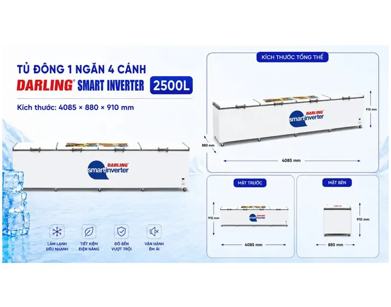 Tủ Đông Darling Inverter 2500 Lít DMF-1979ASI