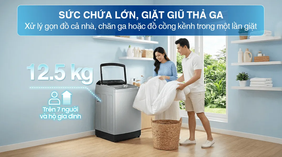 Máy Giặt Samsung Inverter 12.5 Kg WA40F12E4LSV
