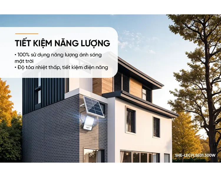Đèn Pha Năng Lượng Mặt Trời Dùng Ngoài Trời, Sân Vườn Eco Sunhouse SHE-LECPLSE01.300W