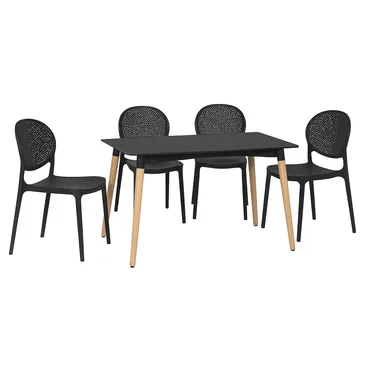 Bộ Bàn Ghế Z-207-120 120cm Đen + 4 Ghế nhưa SL-7097 đen