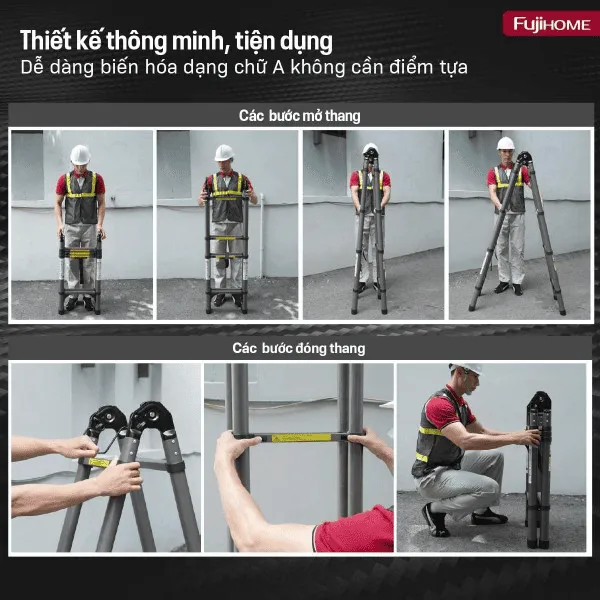 Thang Thép Rút Gọn Chữ A Fujihome STLA34