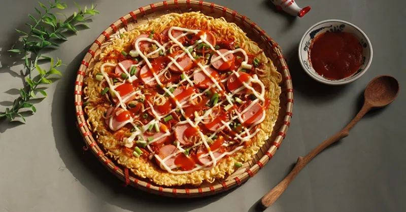 Cách làm pizza bằng mì tôm giòn ngon, đơn giản tại nhà