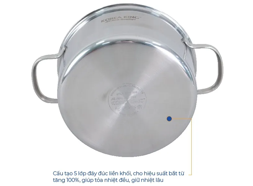 Nồi Inox 5 Lớp Đáy Liền Korea King KP-20S5PLY 3 Lít