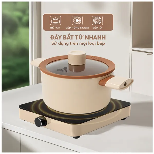 Bộ Nồi Chống Dính Ceramic Elmich Mocha EL5243MC04 Size 18,20,24, Quánh 16cm