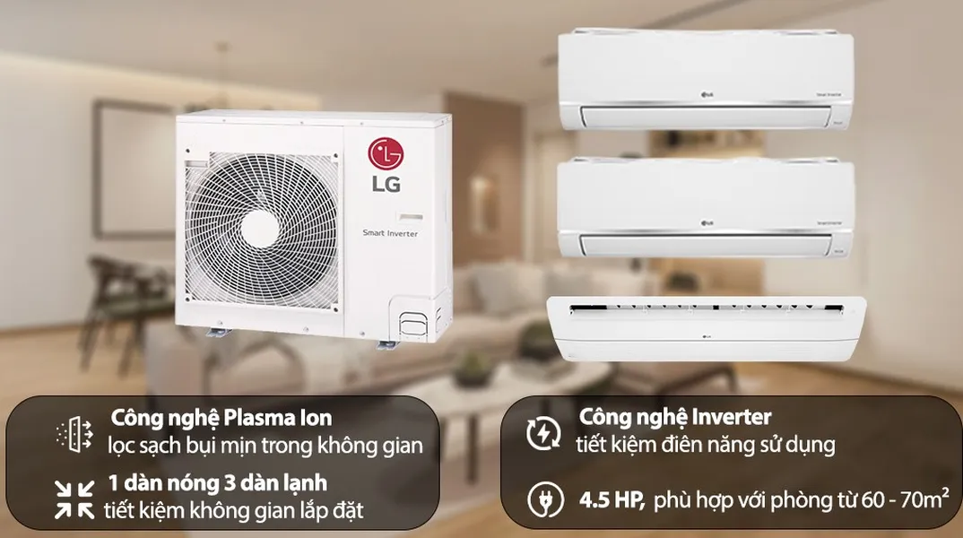 Bộ máy lạnh Multi LG Inverter 2 dàn lạnh & cassette 4 HP Z4UQ36GFA0