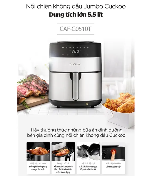Nồi Chiên Không Dầu Cuckoo CAF-G0510T/BKVNCV Màu Đen