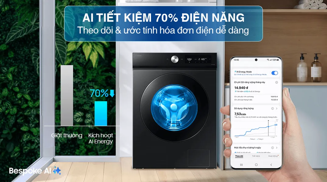 Máy Giặt Sấy Samsung Inverter Giặt 12/7 Kg WD12DB7B85GBSV