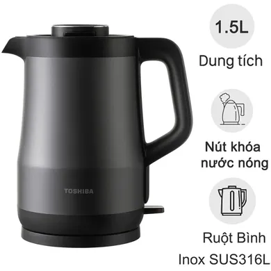 Bình Đun Siêu Tốc Chống Tràn Toshiba KT-15DRTVN(H) 1.5 Lít